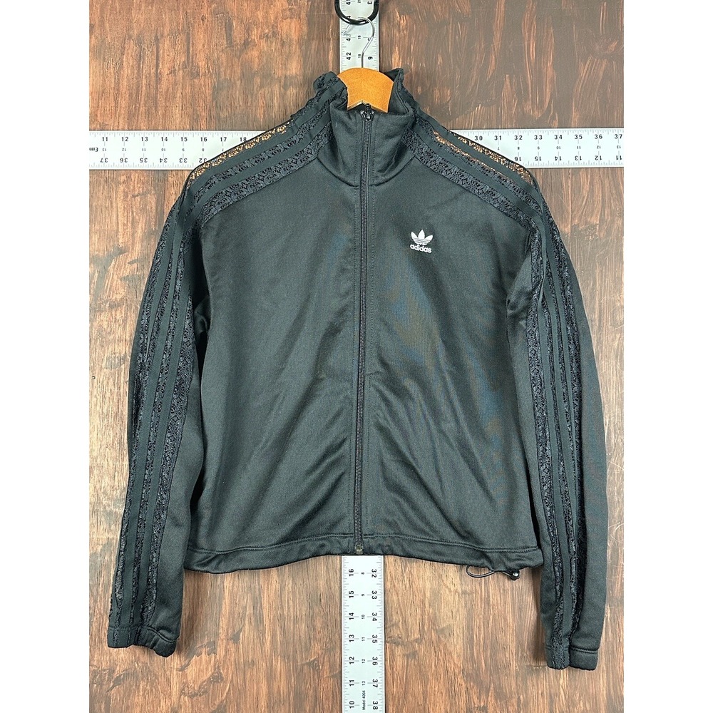 Adidas Originals OG Lace Track Jacket 3 Stripes Triple Black FM1734 Womens XS